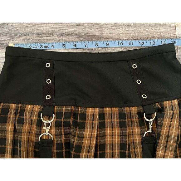 Brown Plaid Pleated Suspender Skirt (Med) - Picture 4 of 7